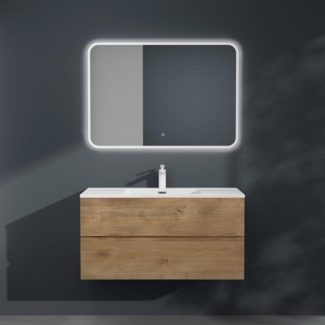 Mai & Mai Badmöbel-Set Waschtisch mit Unterschrank Waschbecken weiß Mineralguss Aqualis