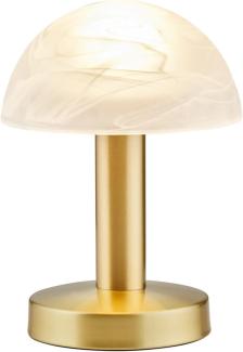 Trio Leuchten LED Tischleuchte Fynn II 599110108, Metall Messing matt, Glas alabasterfarbig weiß, inkl. 1x E14 4. 9 Watt LED, Touch-Me-Funktion (4-fach schaltbar, 3 Helligkeitsstufen), Höhe 21cm
