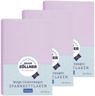 Julius Zöllner Spannbetttuch Jersey 90x40 Flieder 3er Pack