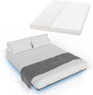 Juskys Metallbett Palamos 180x200 cm mit Matratze, Lattenrost & LED Beleuchtung - Schwebebett minimalistisch & modern - Bettgestell, Bett - Schwarz