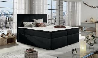 Stylefy Jupiter Boxspringbett Schwarz Velours KRONOS 140x200 cm