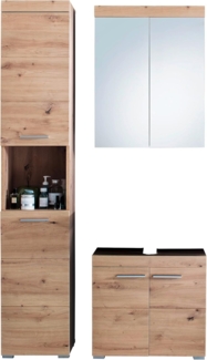 Badmöbel Amanda Eiche 3-teilig 112 cm, ohne Waschbecken