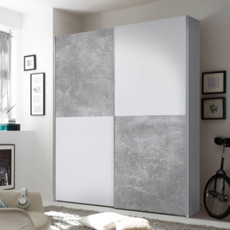 Schwebetürenschrank Pip / Puls , Holzwerkstoff , Grau, Weiß , 170 x 195 x 59 cm