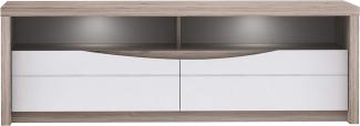 FORTE Saint Tropez TV-Unterschrank mit LED Beleuchtung, Holzwerkstoff, Beige/Braun/Weiß, 147,7 x 49,3 x 52,7 cm