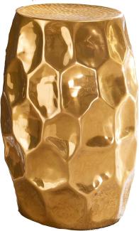 Kadima Design Orientalischer Beistelltisch "Enns": Hammerschlag-Design, Aluminium, pflegeleicht. Gold, 30x30x47 cm