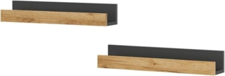 Wandregal Tomy Anthrazit/Goldkraft Eiche 60 x 10 cm 2er Set Vicco