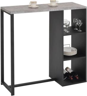 IDIMEX Bartisch PIAVA, schöner Stehtisch mit Regal, Moderne Küchentheke mit Metallgestell in schwarz, schöner Bartresen mit Flaschenhalterung, praktische Küchenbar in Betonfarben