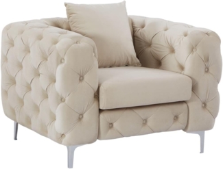 Vente-unique - Chesterfield-Sessel - Samt - Beige - EDWINA