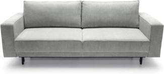 Sofa mit Schlaffunktion Rodario mit Bettkasten, Easy-Clean-Cordbezug in Hellgrau