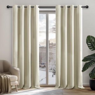 Deconovo Verdunkelungsvorhang Gardinen mit Ösen Blickdichte Vorhang Kälteschutz Schlafzimmer 2er Set, Blackout Curtain einfarbig Thermo Vorhang Verdunkelung Wärmeisolierend