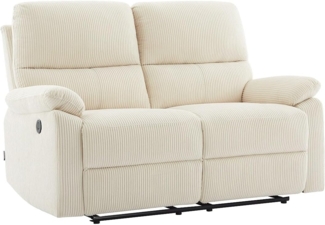 Vente-unique - Relaxsofa elektrisch 2-Sitzer - Cord - Beige - LUNANO
