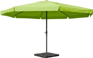 Sonnenschirm Meran Pro, Gastronomie Marktschirm mit Volant Ø 5m Polyester/Alu 28kg ~ grün mit Ständer