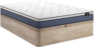 Vente-unique - Bett-Set 160x200 cm - Bettkasten Natur hell + Taschenfederkernmatratze 7 Zonen + Memory-Gel - 23 cm - VARNO von YSMÉE