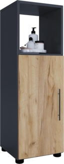 VCM Badmöbel Midischrank Flandu 919452 Anthrazit / Honig-Eiche H. 93 x B. 31 x T. 30 cm