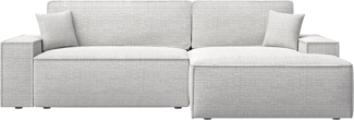 Selsey 'Farese New' Ecksofa mit Schlaffunktion, Chenille-Bezug in Grau-Beige, rechtsseitig, 85 x 267 x 167 cm