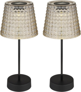 bmf-versand LED Solarleuchte Tischlampe 2er Set Kabellos Solar Akku Tischleuchte Außen, Außenlampe Tisch, LED fest integriert, Warmweiß, Solarlampe Tisch