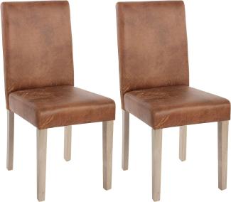 2er-Set Esszimmerstuhl Littau, Stuhl Küchenstuhl ~ Textil, Wildlederimitat, Beine Struktur - Eiche