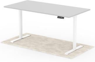 elektrisch höhenverstellbarer Schreibtisch DESK 180 x 90 cm - Gestell Weiss, Platte Grau