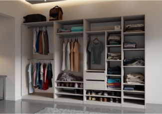 Marmex Möbel Schrank-Set TRES SET B offener großer Garderobenschrank begehbarer Kleiderschrank, (5-St), viel Stauraum, Ankleidezimmer, Schubladen
