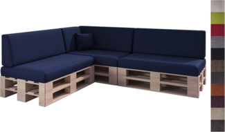 sunnypillow Palettenkissen mit abnehmbarem Bezug Kaltschaum Palettenauflage Palettenpolster Palettensofa Sitzkissen Rückenlehne Indoor Outdoor 8er Set 120x80 Blau