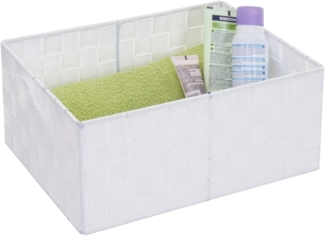 Aufbewahrungskorb HWC-C37, Dekokorb Korb Körbchen Aufbewahrung Regalkorb Deko 14 x 31 x 23 cm ~ weiß
