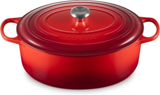 Le Creuset Bräter 'Signature' , Gusseisen , Oval, für alle Herdarten und Induktion geeignet, Kirschrot, 35,0 cm