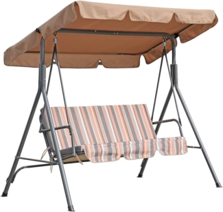 Angel Living Hollywoodschaukel Gartenschaukel 3 Sitzer, 3,00-Sitzer, Relaxfunktion, Verstellbarem Sonnendach und Abnehmbarem Kissen, 173cm x 110cm x 151cm