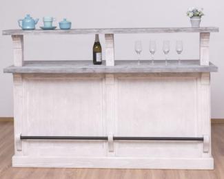 Casa Padrino Landhausstil Bar Theke Hellgrau / Grau 180 x 68 x H. 120 cm - Massivholz Thekentisch - Massivholz Barmöbel - Barmöbel im Landhausstil - Landhausstil Einrichtung