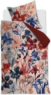 Beddinhouse Mako-Satin Bettwäsche Iris Field Red 135X200 135 x 200 cm + 1x 80 x 80 cm 1 Bettbezug, 1 Kissenbezug Rot