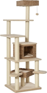 PawHut Kratzbaum mit Katzenhöhle, Mehrstufiger, Beige+Braun, 55L x 55B x 174H cm