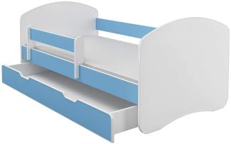 Kinderbett Jugendbett mit einer Schublade und Matratze Weiß ACMA II (160x80 cm + Schublade, Blau)