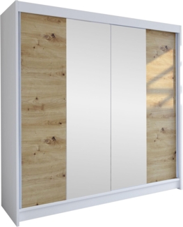 Schiebetürenschrank Talin II (Farbe: Weiß / Artisan Eiche + Spiegel)