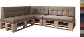 sunnypillow Palettenkissen Kaltschaum Palettenauflage Palettenpolster Palettensofa Sitzkissen Rückenlehne gesteppt 8er Set Camel