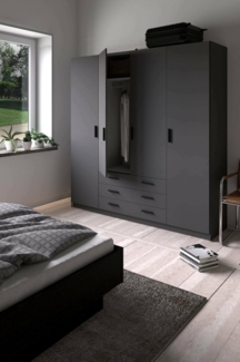 Dmora - Großer Kleiderschrank Frances, Schlafzimmermöbel, Schrank, Garderobe, 196x50 h200 cm, Grau