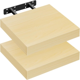 WOLTU Wandregal 2er Wandboard Bücherregal Regale für Deko Wandablagen aus MDF Holz,Hängeregal Gelb Eiche, 25 x 22.9 x 3.8 cm RG9365kei-2
