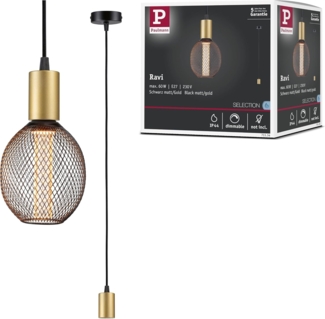 Paulmann 71134 Pendelleuchte Ravi E27 schwarz matt gold IP44
