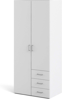 Kleiderschrank mit zwei Flügeltüren und drei Schubladen, Farbe Weiß, Maße 77 x 175 x 49 cm