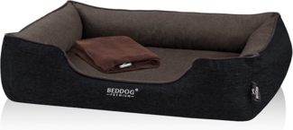 BedDog PREMIUM Orthopädisches Hundebett CLARA, Memory Foam, mit abnehmbaren Bezug MOCCA (braun/schwarz), L