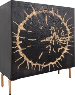 riess-ambiente Highboard THE CIRCLE 120cm schwarz / gold (Einzelartikel, 1 St), Wohnzimmer · Massivholz · Metall · Kommode · Retro Design