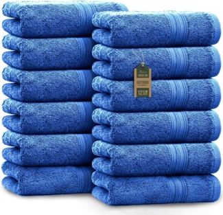 NatureMark 12er Pack Gästetücher Premium Qualität 30x50 cm GÄSTEHANDTUCH Frottiertuch-Set 100% Baumwolle Farbe: Royal Blau