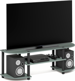 Furinno Turn-S-Tube TV-Schrank, Entertainment-Center für Fernseher bis zu 55 Zoll, TV-Konsole mit abgerundeten Ecken und offenen Regalböden, für Wohnzimmer, Schlafzimmer, Salbeigrün