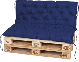 TexDeko® Garden Palettenauflage 120x60 cm mit Rückenlehne wasserabweisend UV - beständig Premium Sitzkissen gesteppt für Europaletten Palettenkissen Palettenpolster (Dunkelblau)