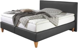 Maintal Boxspringbett Luxor, 100 x 200 cm, Kunstleder, Tonnentaschenfederkern Matratze h3, Anthrazit