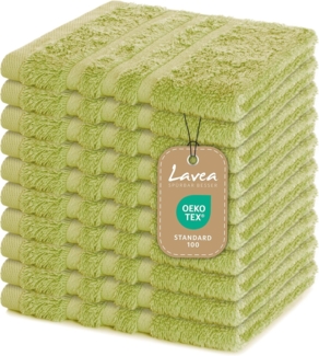 Lavea 10er Set Seiftuch 30x30 cm – Hochwertige Gästehandtücher 30x30 aus 100% Baumwolle, Frottierserie Elena – Saugstark, Waschbar und Strapazierfähig, Lindgrün