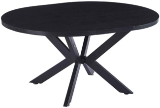 HOME DELUXE Essgruppe Rund Ausziehbar AVENTURA inkl. Sternfuß - 120-160 x 120 cm Dark Oak 6 Stühle