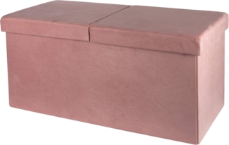 Baroni Home Faltbare Samttruhe, Aufbewahrungsbank, Loungehocker, Fußhocker Truhe, 76 x 38 x 38 cm, Puderrosa