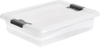 keeeper Aufbewahrungsbox mit Deckel und Schiebeverschluss, 39,5 x 29,5 x 9,5 cm, 7 l, Cornelia, Transparent