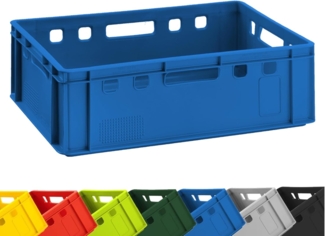 1x Fleischkiste E2 Fleischerkiste Blau 60 x 40 x 20 cm Metzgerkiste Lagerkiste Stapelkiste | Eurobox Made in Germany lebensmittelecht, robust, stapelbar