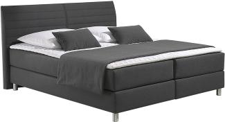 Maintal Boxspringbett Denver, 180 x 200 cm, Strukturstoff, 7-Zonen-Taschenfederkern Matratze h3, Anthrazit