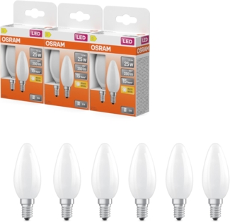 OSRAM LED-Lampe Star Kerzenform B25 Filament, 2700 K warmweiß, 1,8 W, E14, matt, 250 lm, 15.000h, für Kronleuchter, dekorative Einbauten, blendfrei, Warmweiss